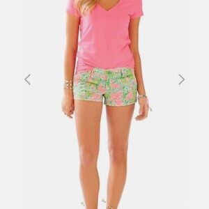 Lilly Pulitzer Short Hot Wings Pink and Green Paisley Women's Shorts